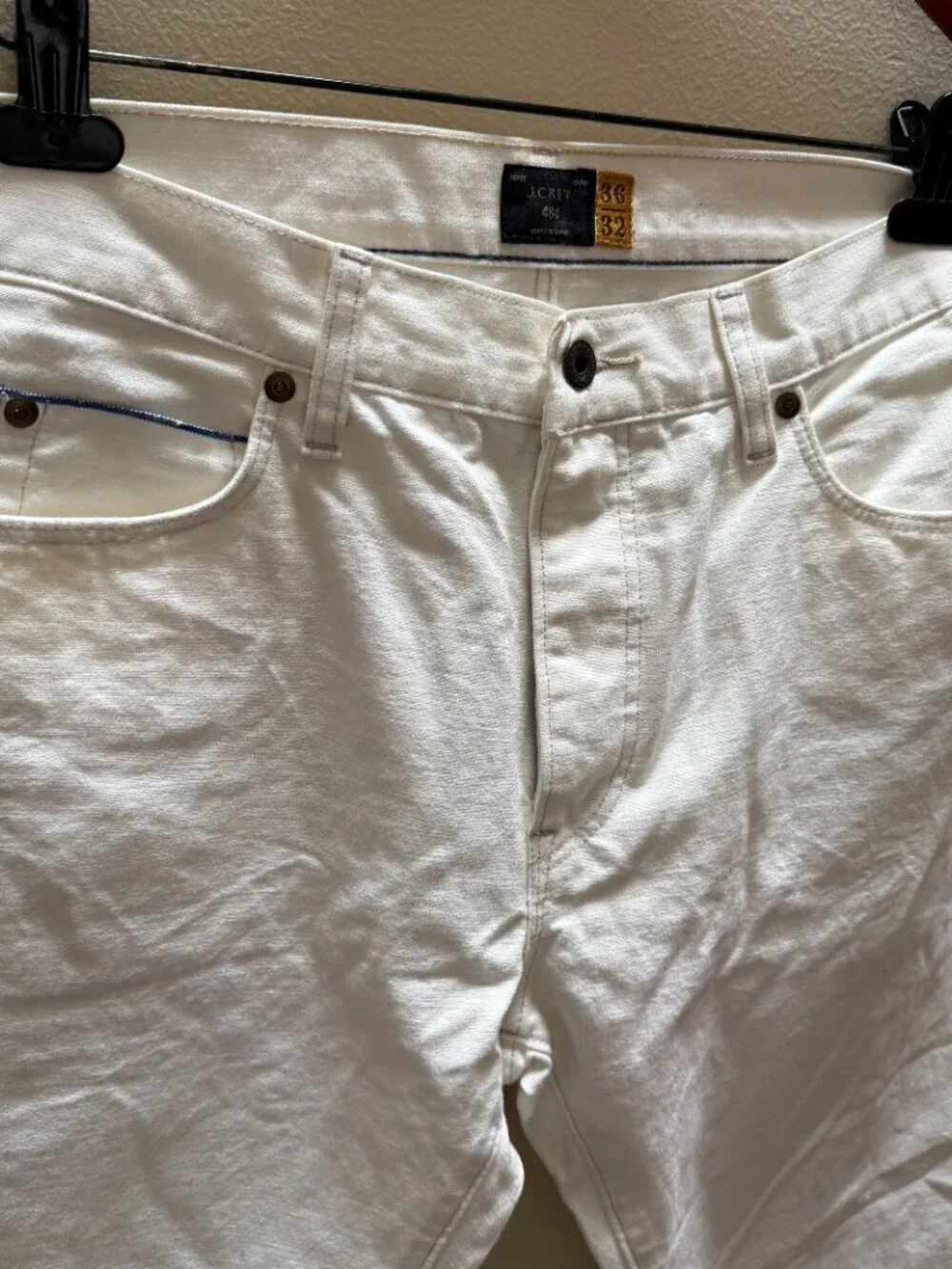 J. Crew Mens White Selvedge 484 Slim Jeans Size 36 x 32